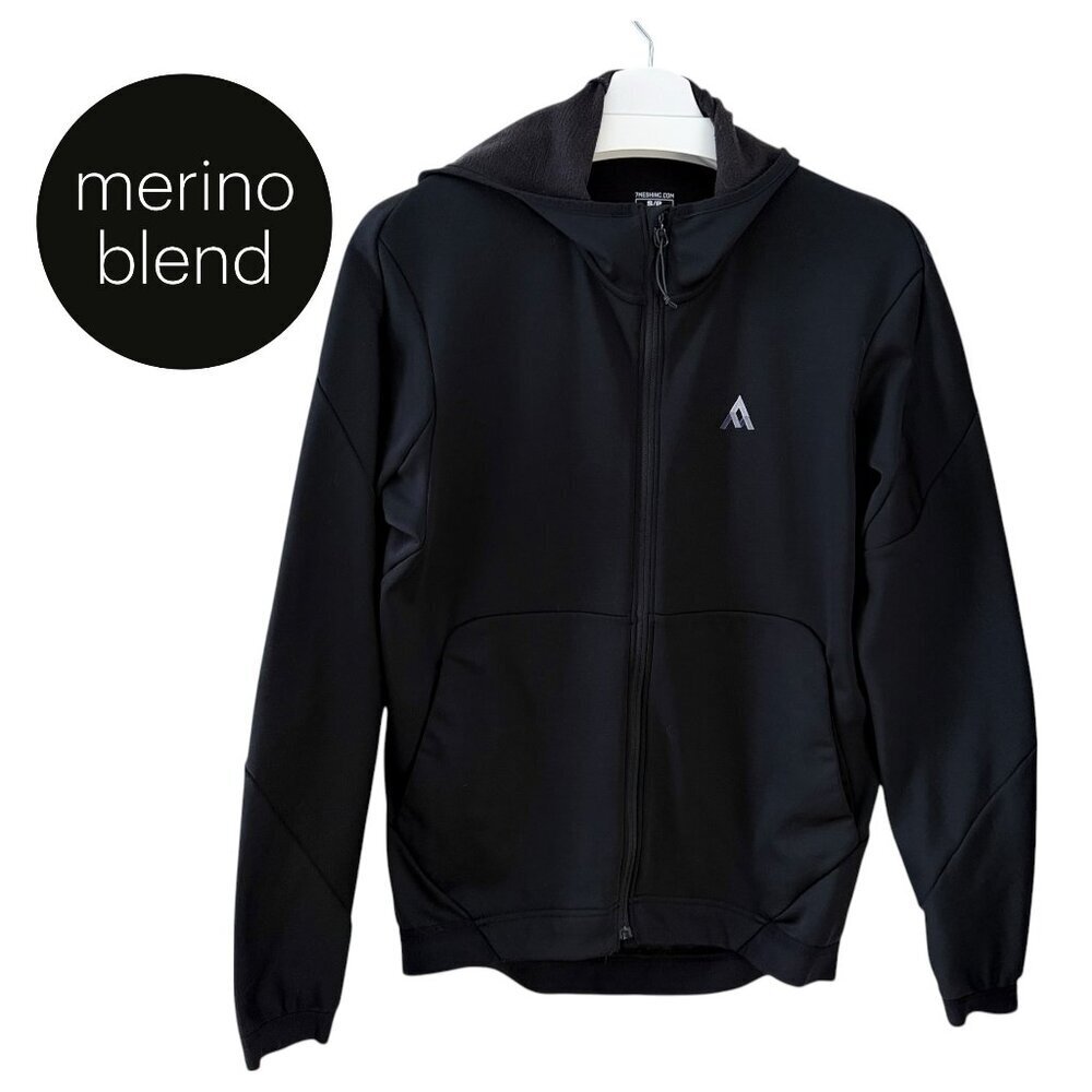 7MESH Black Callaghan Merino Hoody Cycling Trail Zip Hoodie Performance Layer s